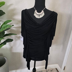 Women's Rock & Republic Black Ruched Tunic Top Size M
